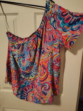 Lilly Pulitzer Psychedelic Sunshine Off-Shoulder Top Medium